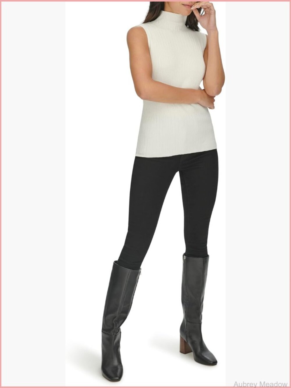Sleeveless Mock Neck Sweater Loose Fit Tank Pullover